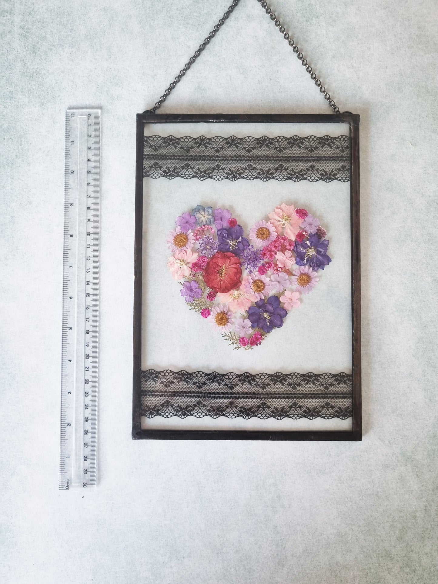 Picture of dried flowers in the shape of a heart