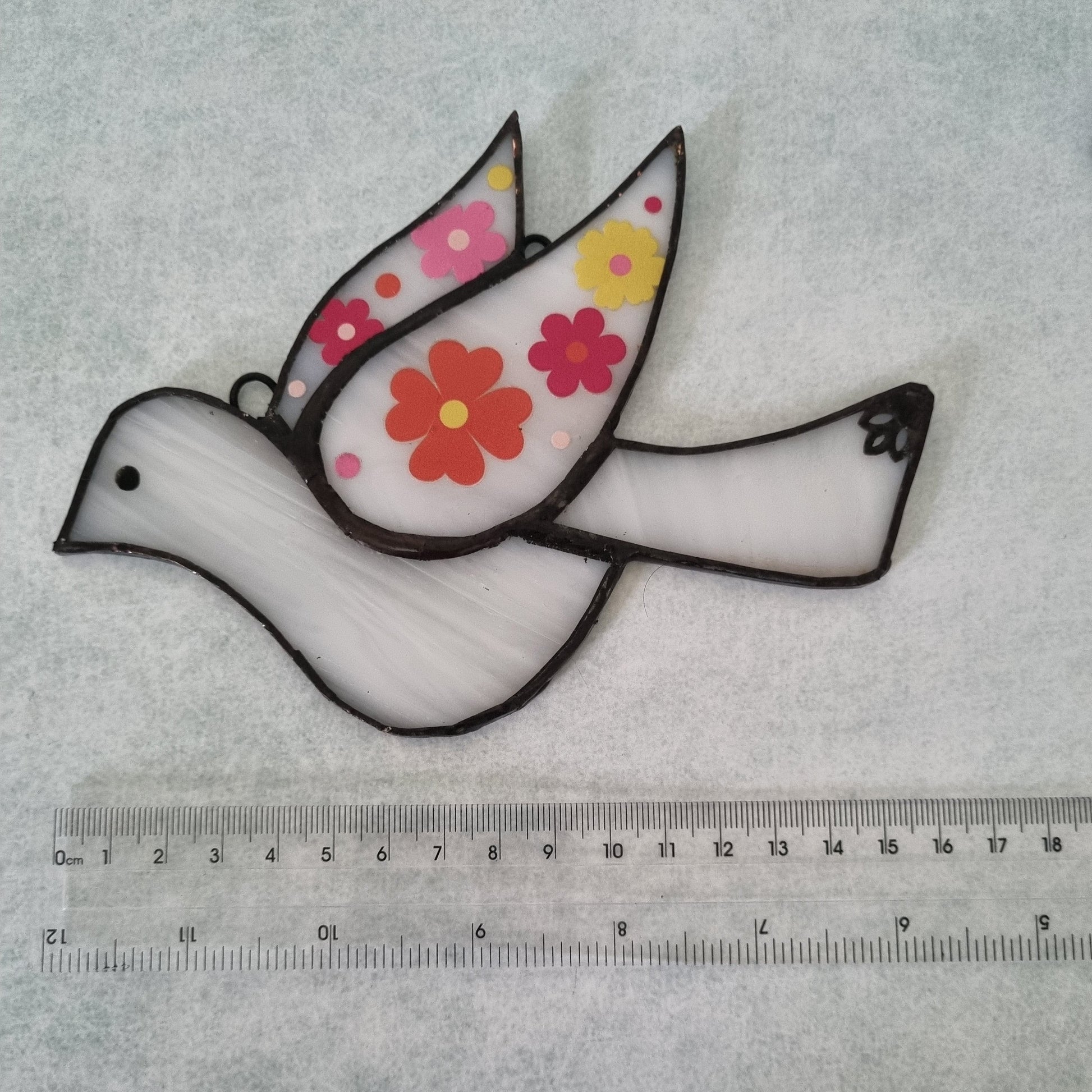 Handmade decorative glass bird in custom color – front view