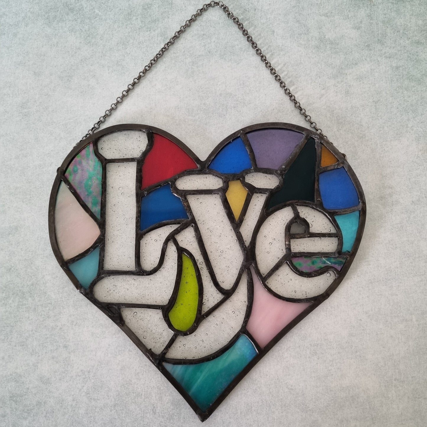 Glass love heart ornament – side view