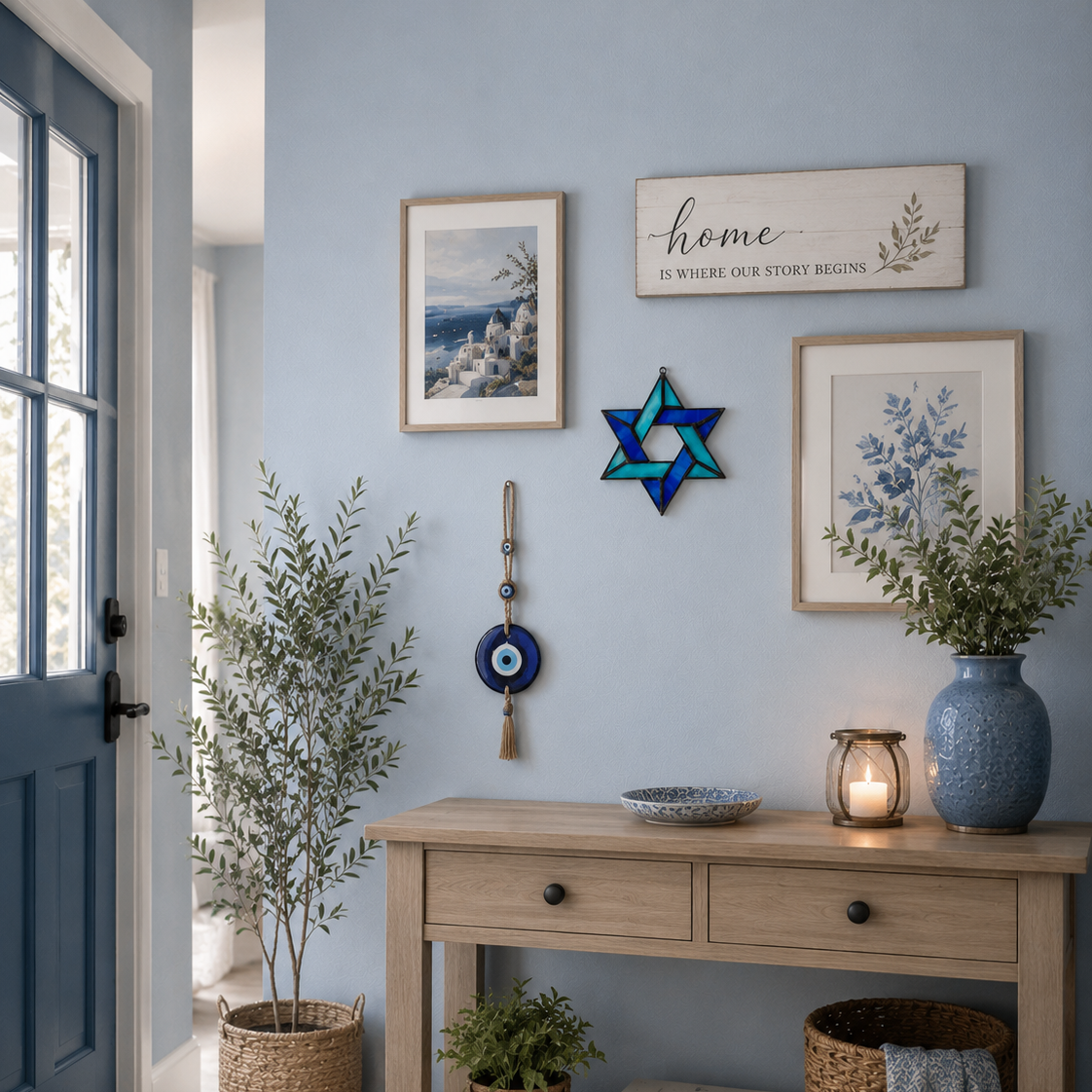 Handmade stained glass Star of David Magen David – front view