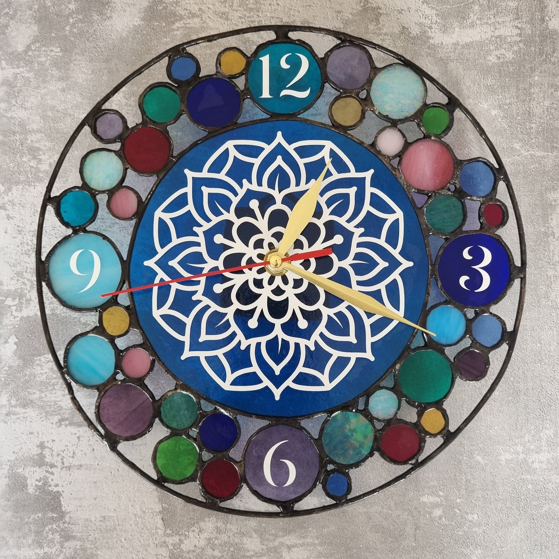 Stained glass wall clock – side view